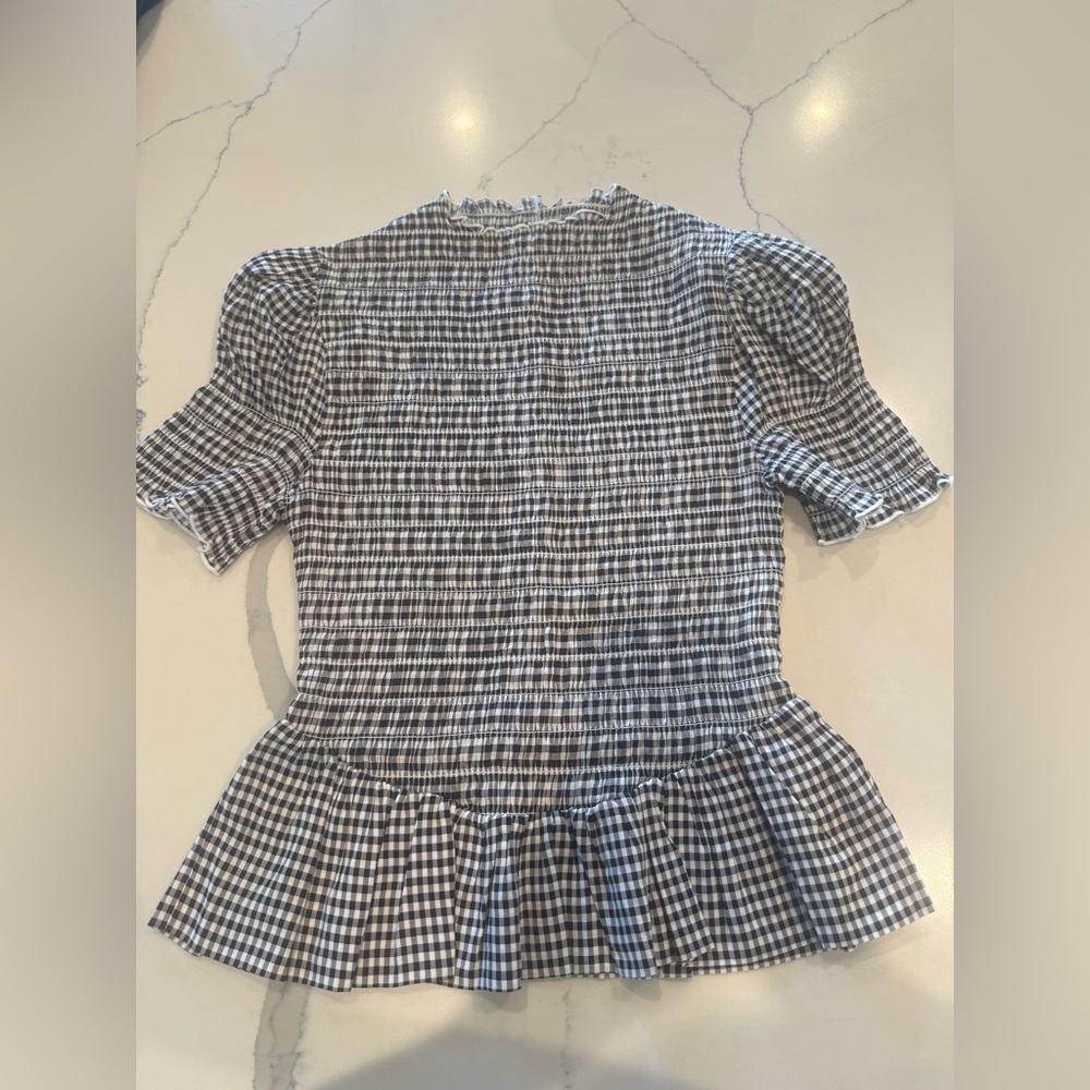 Reformation - Aggie Gingham Check Peplum Top - Size S